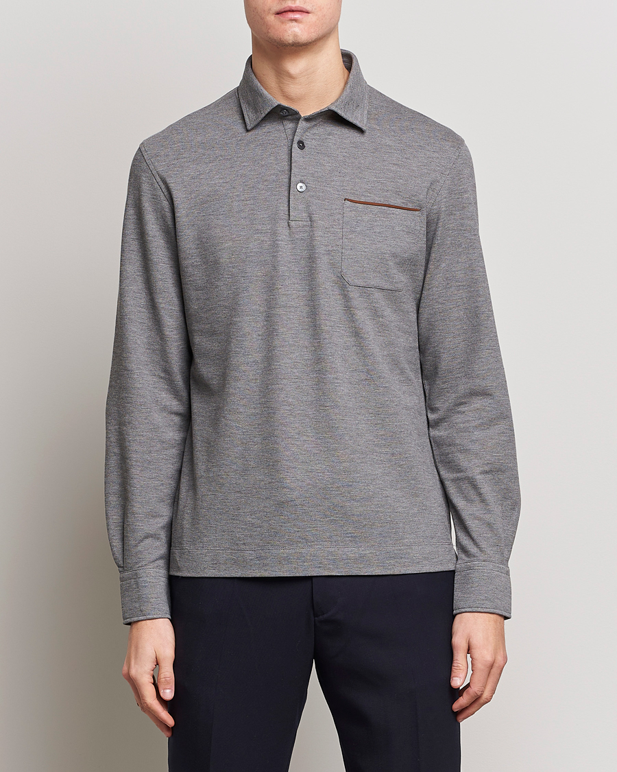 Herr | Tröjor | Zegna | Long Sleeve Pocket Polo Heather Grey