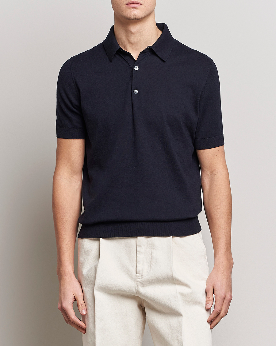 Herr | Zegna | Zegna | Premium Cotton Knitted Polo Navy