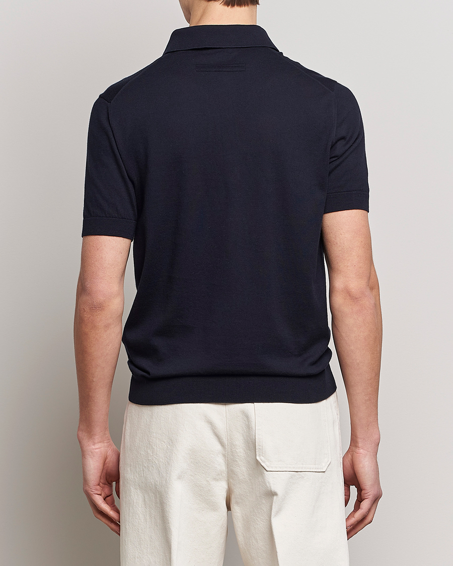 Herr | Pikéer | Zegna | Premium Cotton Knitted Polo Navy