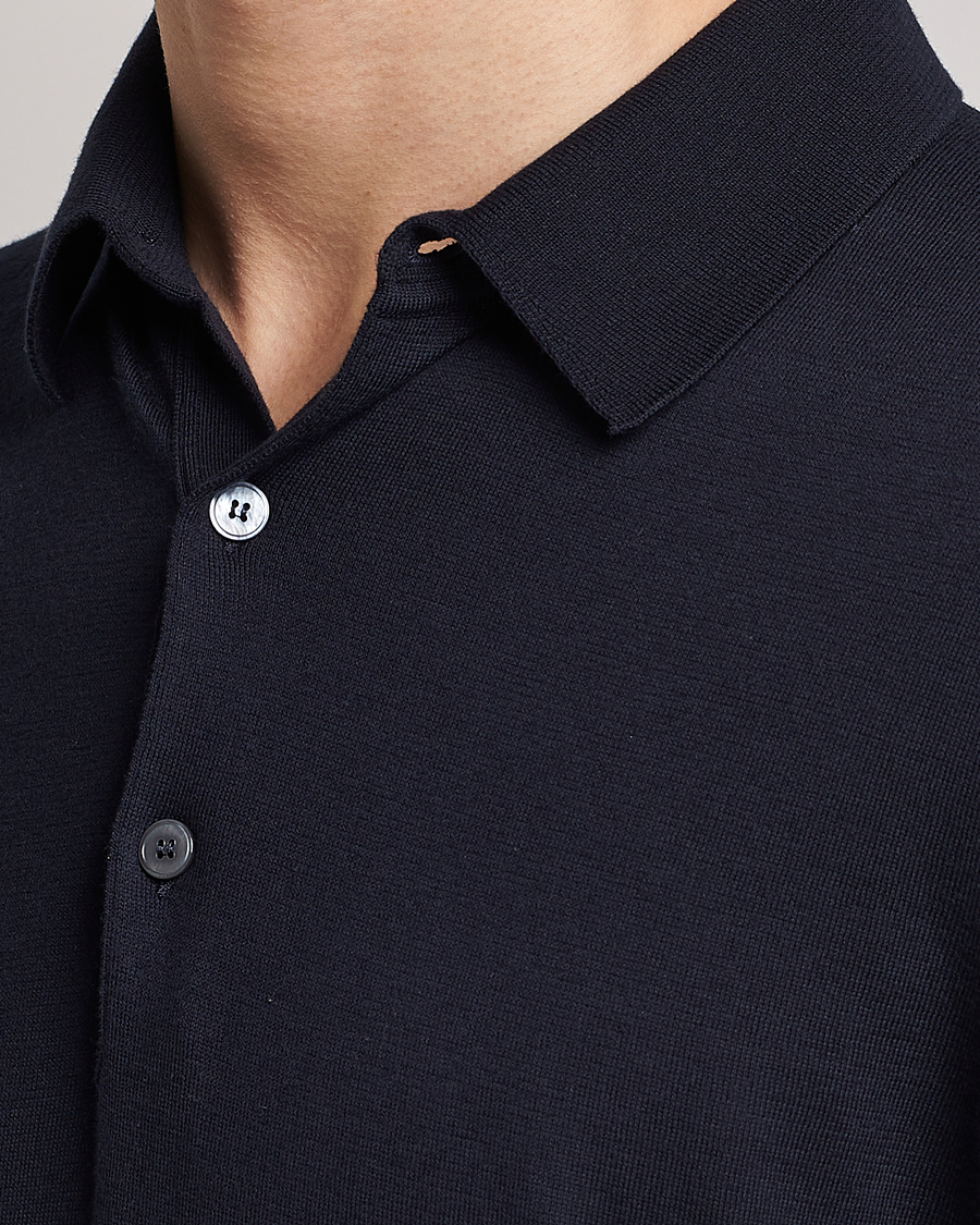 Herr | Pikéer | Zegna | Premium Cotton Knitted Polo Navy