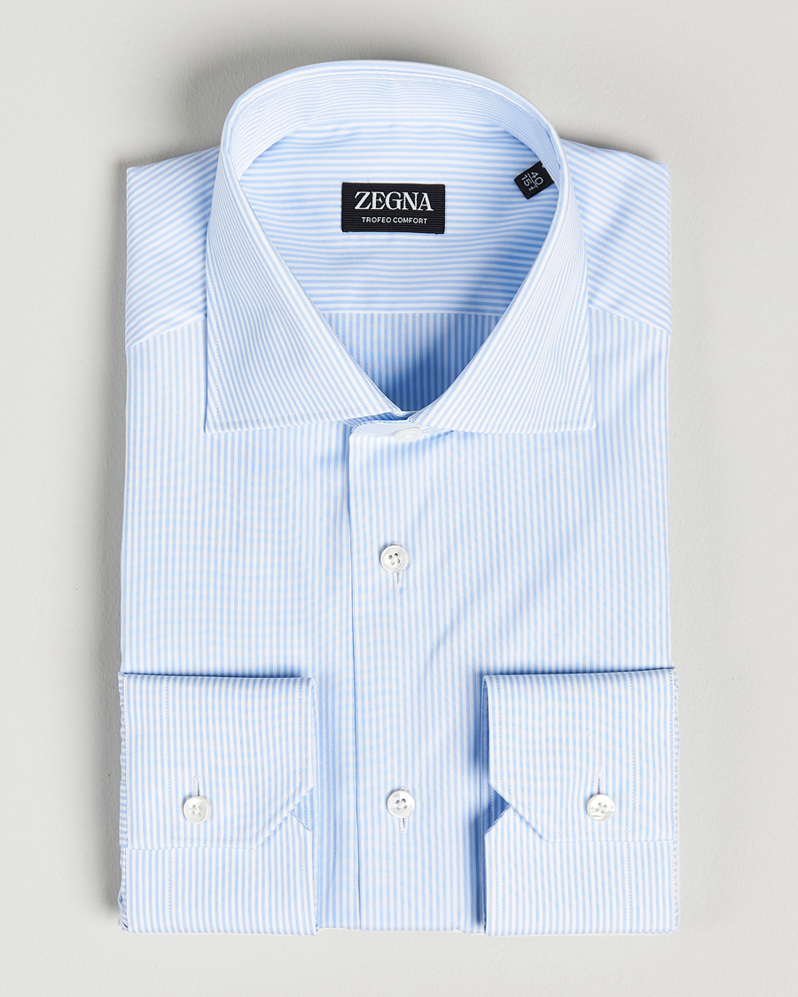 Herr | Skjortor | Zegna | Slim Fit Striped Dress Shirt Light Blue
