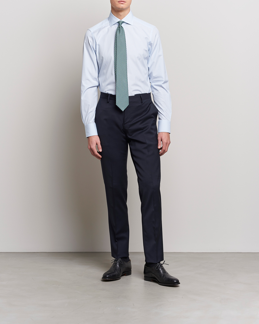 Herr | Skjortor | Zegna | Slim Fit Striped Dress Shirt Light Blue