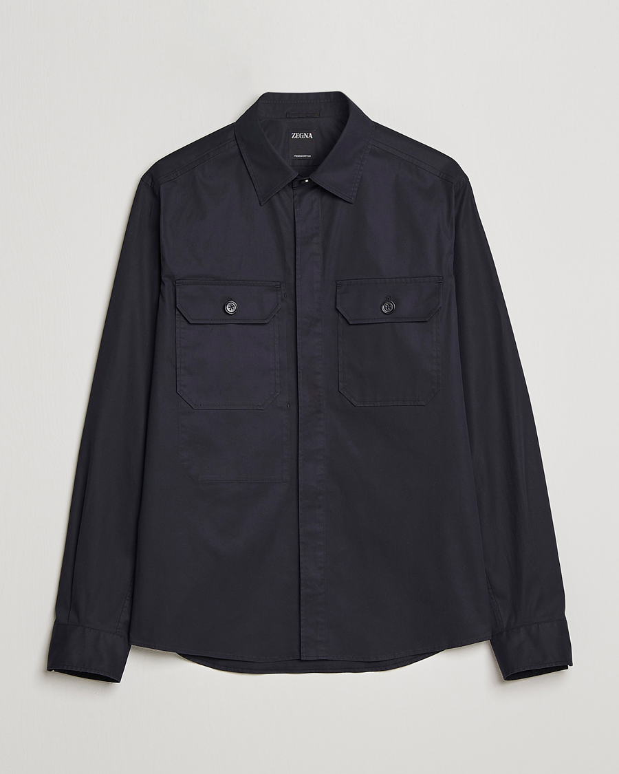 Herr | Skjortor | Zegna | Premium Cotton Overshirt Navy