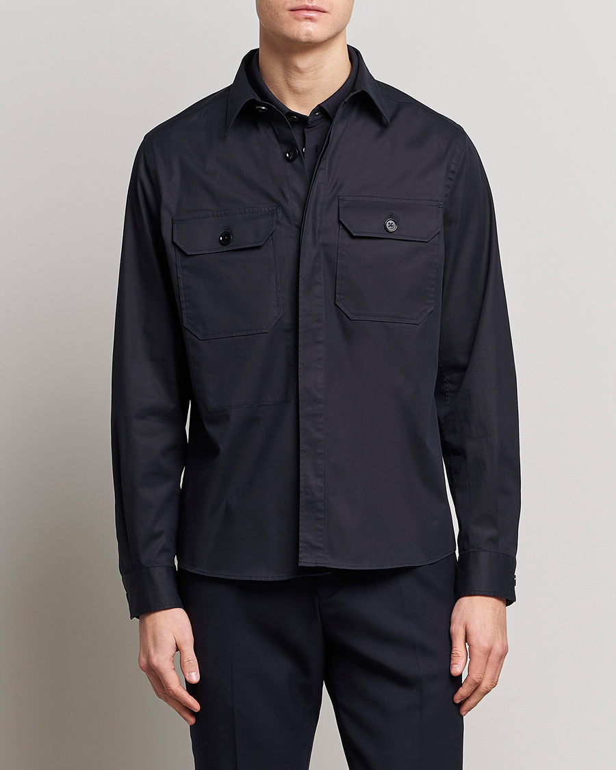 Herr | Skjortjackor | Zegna | Premium Cotton Overshirt Navy