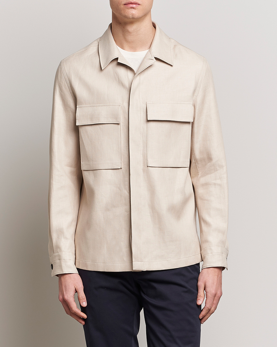 Herr | Skjortjackor | Zegna | Linen Shirt Jacket Beige