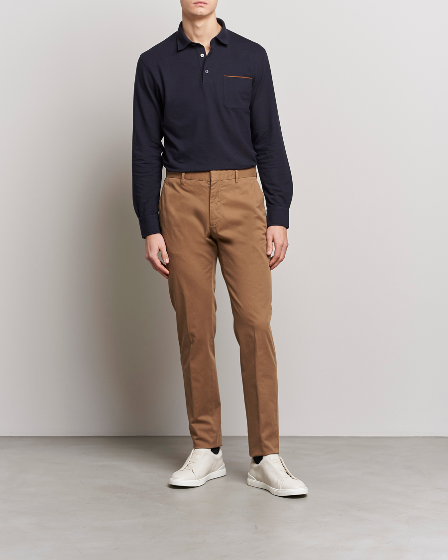 Herr | Byxor | Zegna | Slim Fit Premium Cotton Chinos Khaki