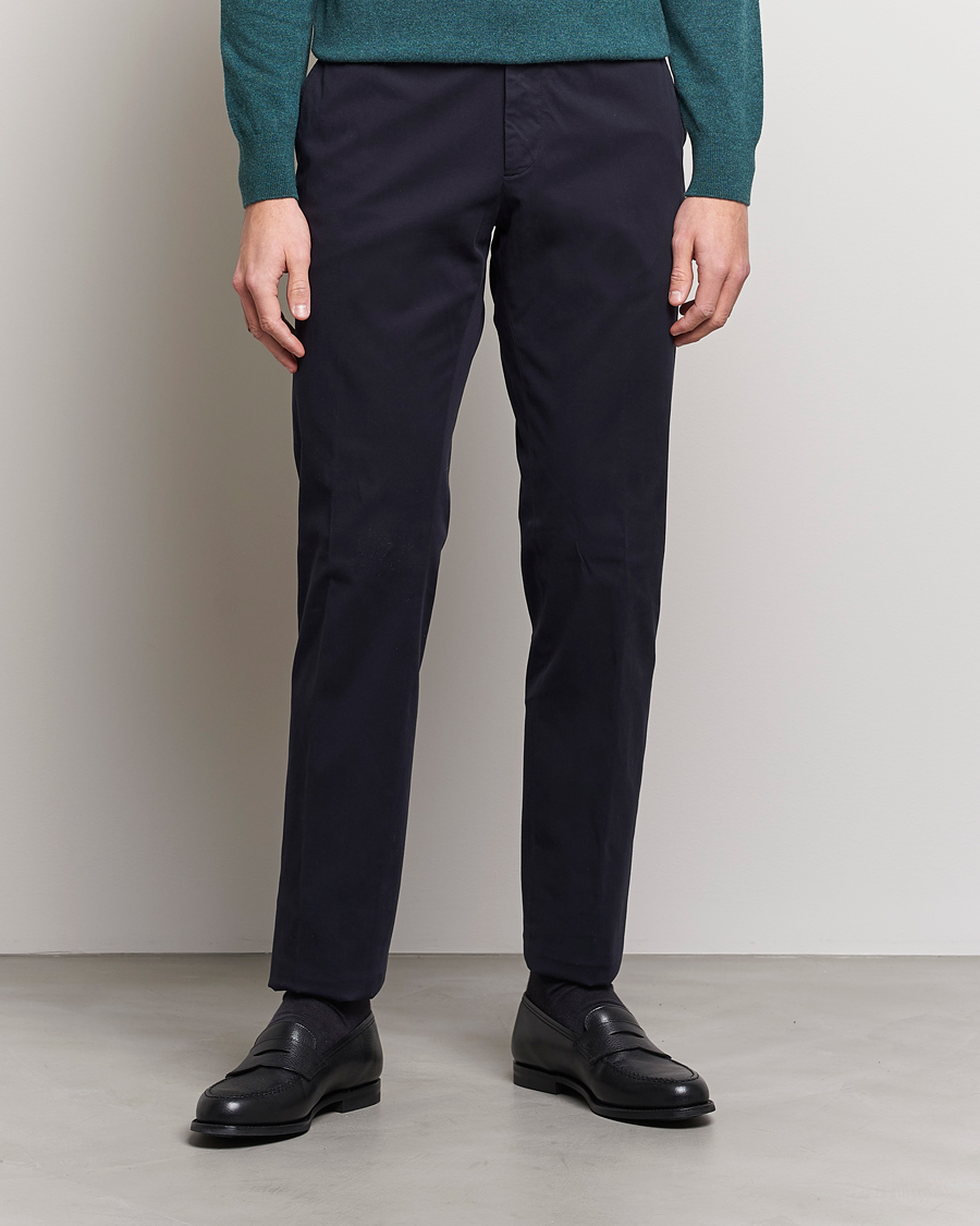 Herr | Byxor | Zegna | Slim Fit Premium Cotton Chinos Navy