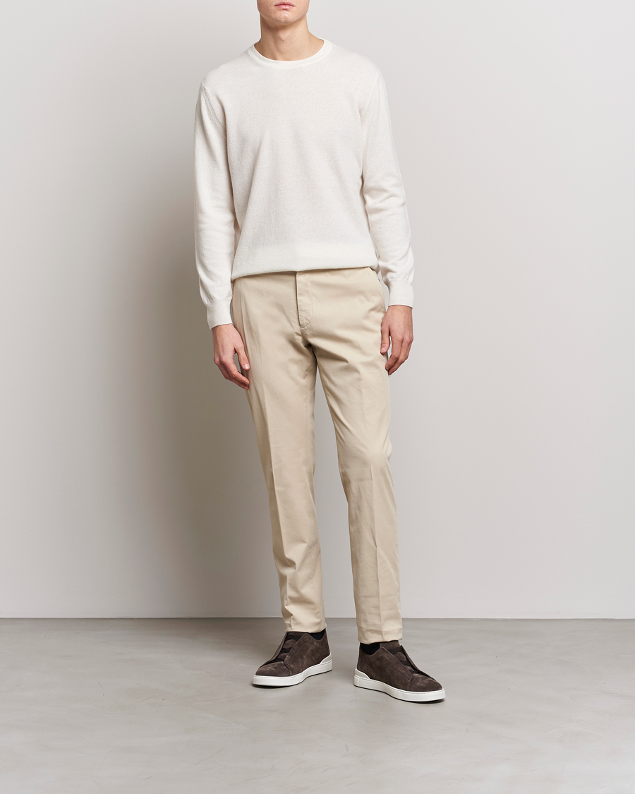 Herr | Byxor | Zegna | Slim Fit Premium Cotton Chinos Off White
