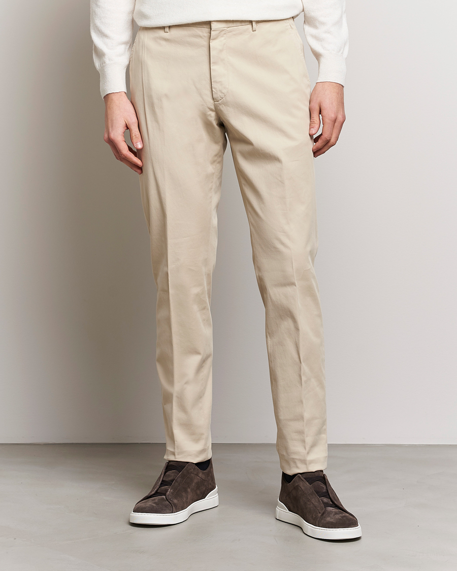 Herr | Byxor | Zegna | Slim Fit Premium Cotton Chinos Off White