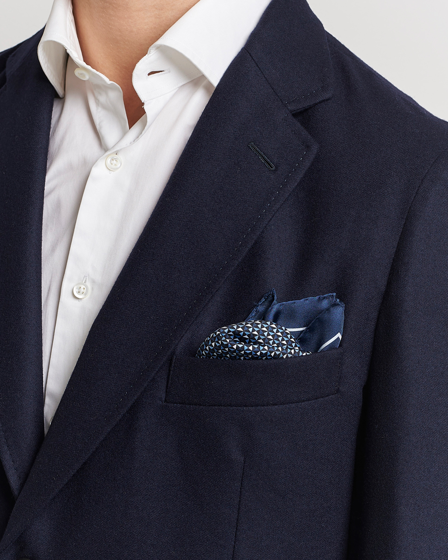 Herr | Zegna Printed Silk Pochette Navy | Zegna | Printed Silk Pochette Navy