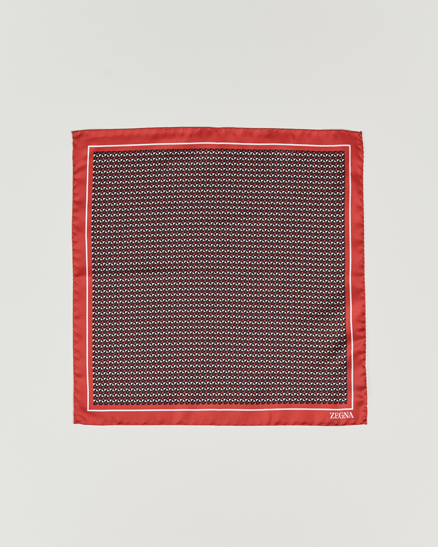 Herr | Zegna Printed Silk Pochette Dark Red | Zegna | Printed Silk Pochette Dark Red