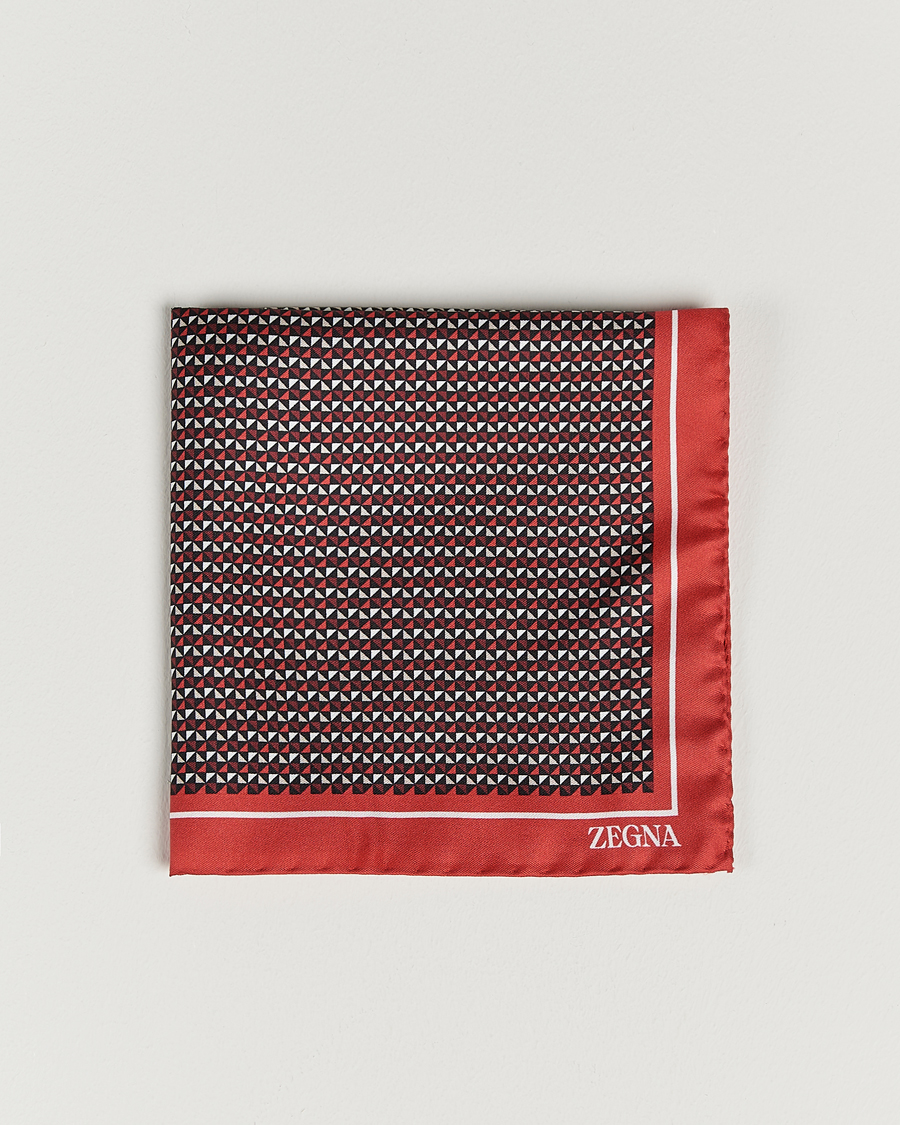 Herr | Zegna Printed Silk Pochette Dark Red | Zegna | Printed Silk Pochette Dark Red