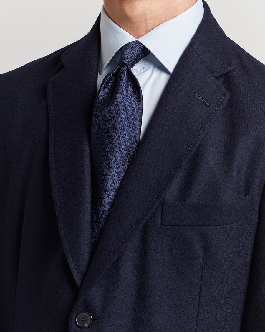 Herr | Zegna | Zegna | Monogram Silk Tie Navy