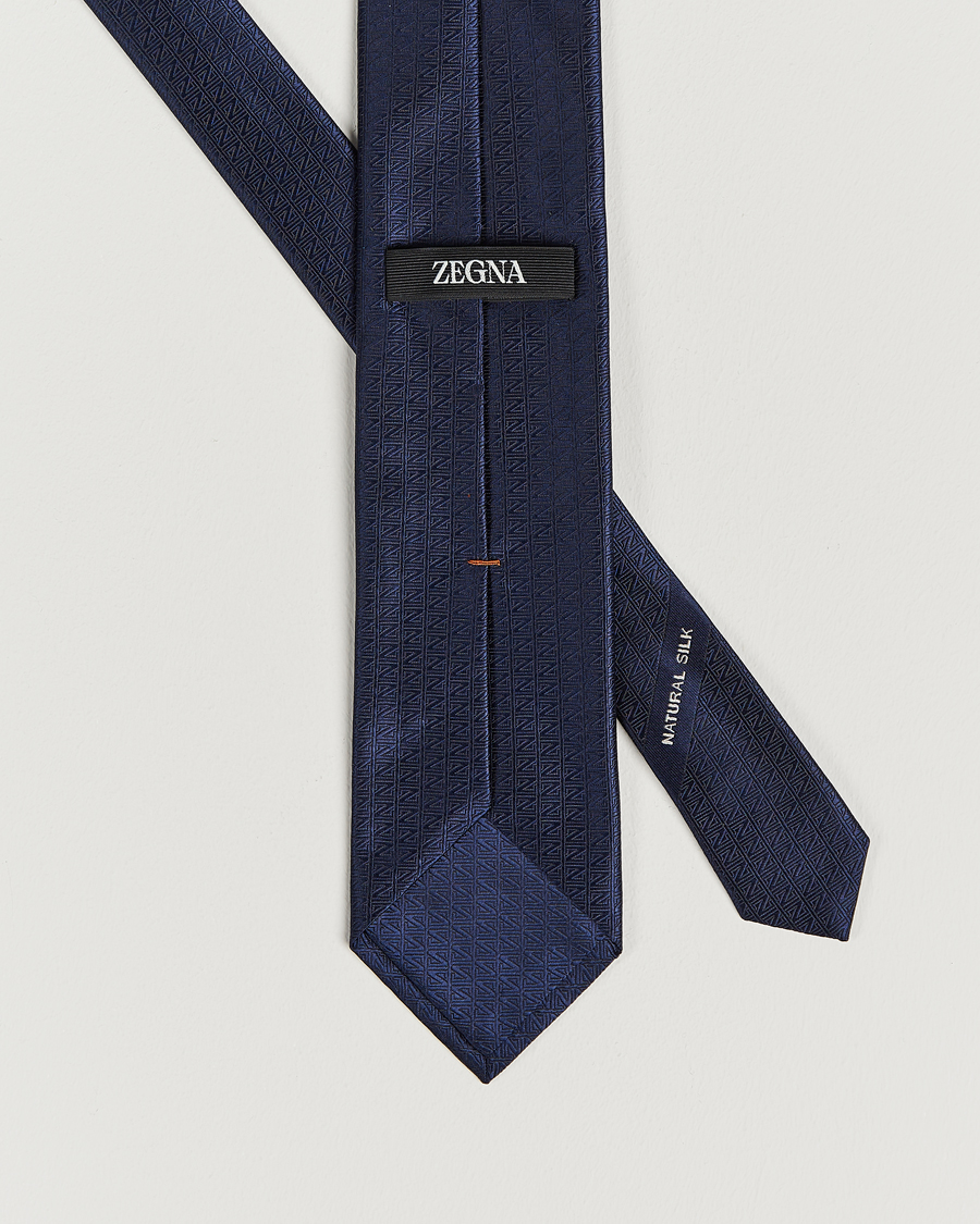 Herr | Zegna Monogram Silk Tie Navy | Zegna | Monogram Silk Tie Navy