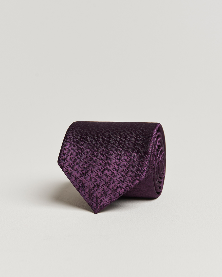 Herr | Zegna Monogram Silk Tie Dark Purple | Zegna | Monogram Silk Tie Dark Purple