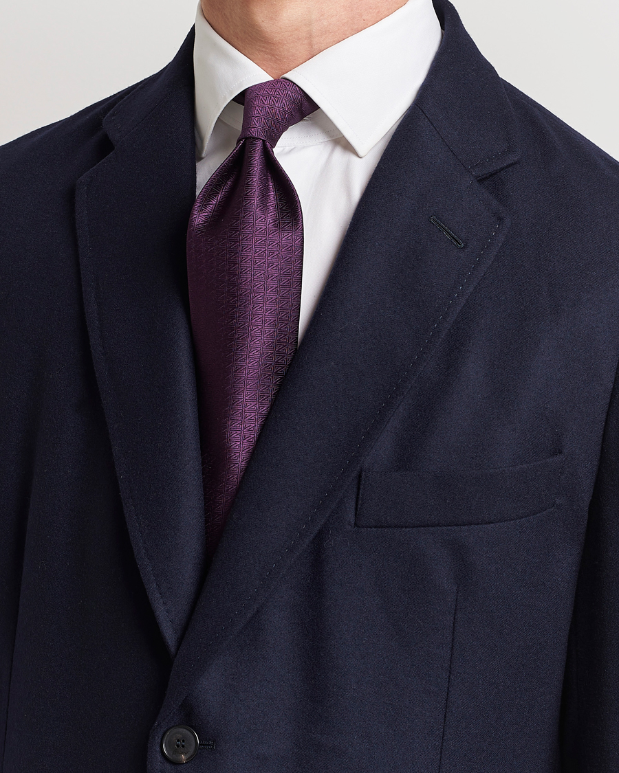 Herr | Zegna Monogram Silk Tie Dark Purple | Zegna | Monogram Silk Tie Dark Purple