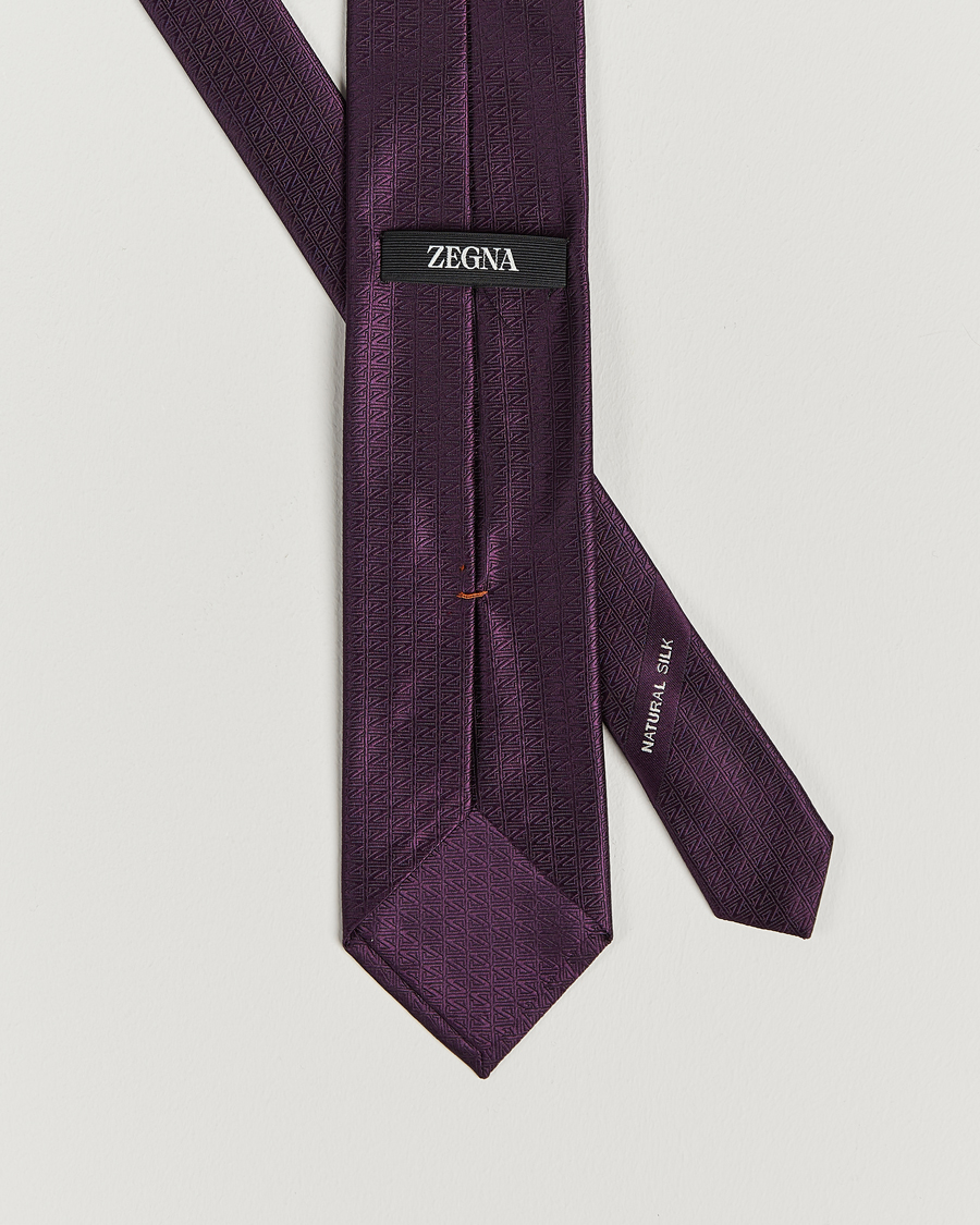 Herr | Zegna Monogram Silk Tie Dark Purple | Zegna | Monogram Silk Tie Dark Purple
