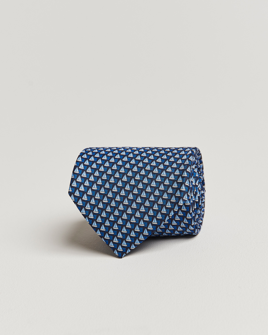 Herr | Zegna Boat Printed Silk Tie Navy | Zegna | Boat Printed Silk Tie Navy