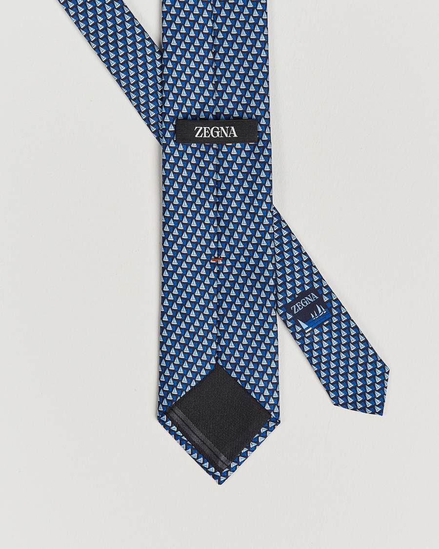 Herr | Zegna Boat Printed Silk Tie Navy | Zegna | Boat Printed Silk Tie Navy