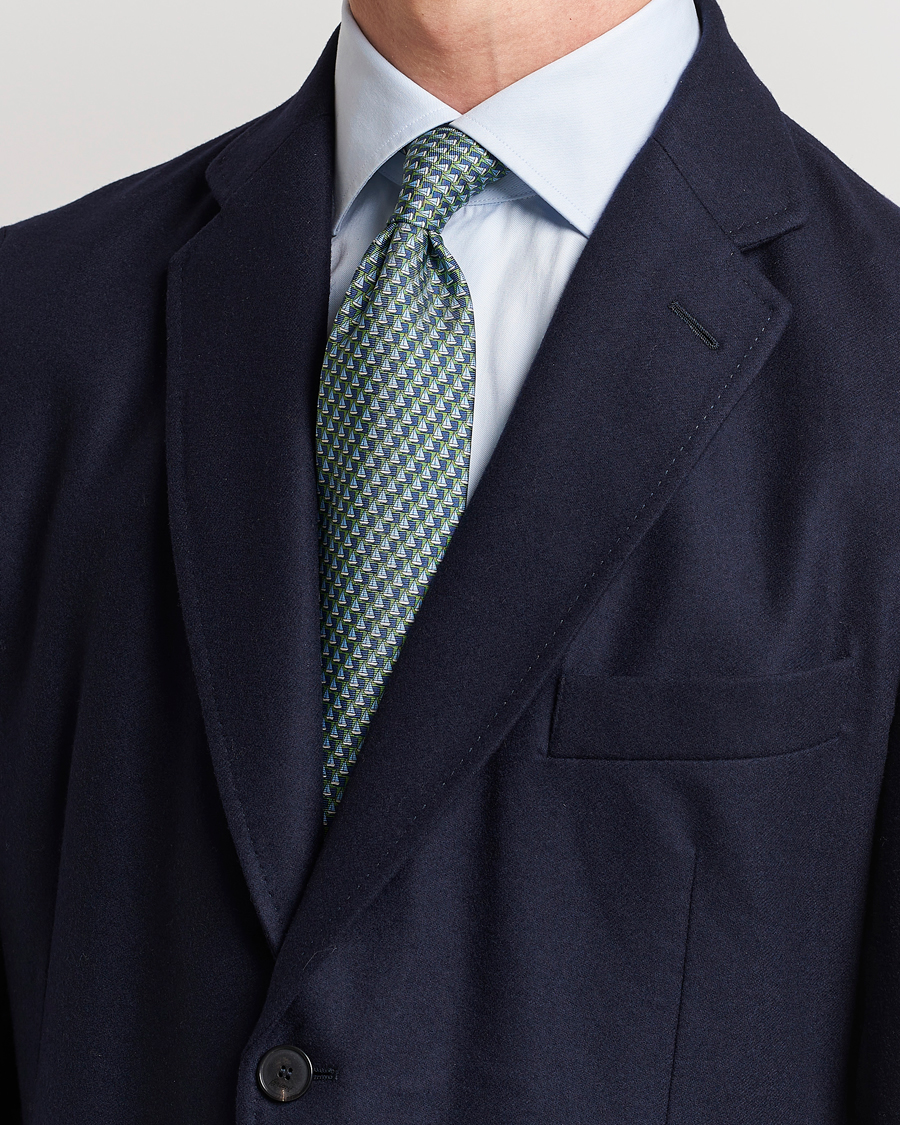 Herr |  | Zegna | Boat Printed Silk Tie Green