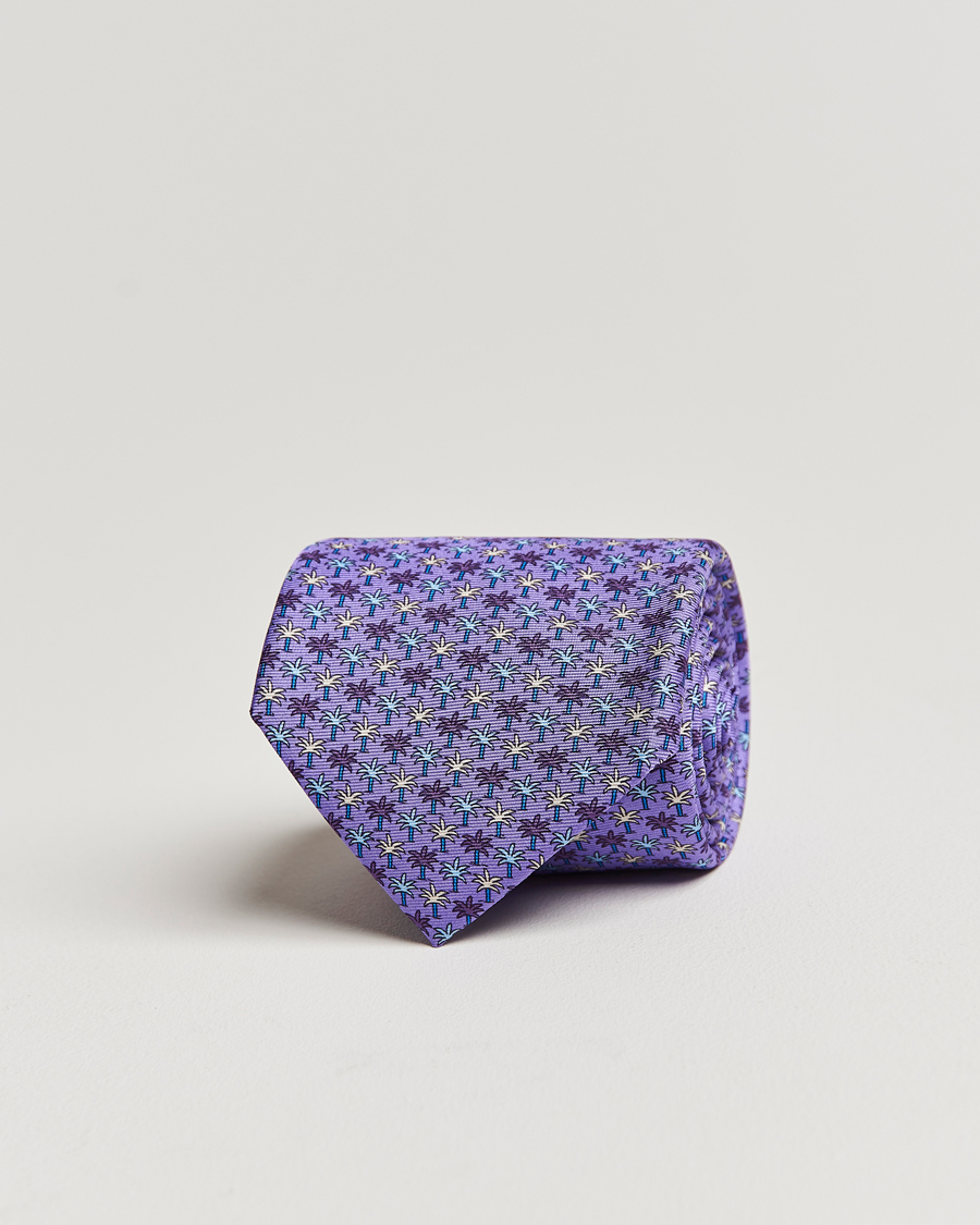 Herr | Zegna Palm Tree Printed Silk Tie Purple | Zegna | Palm Tree Printed Silk Tie Purple