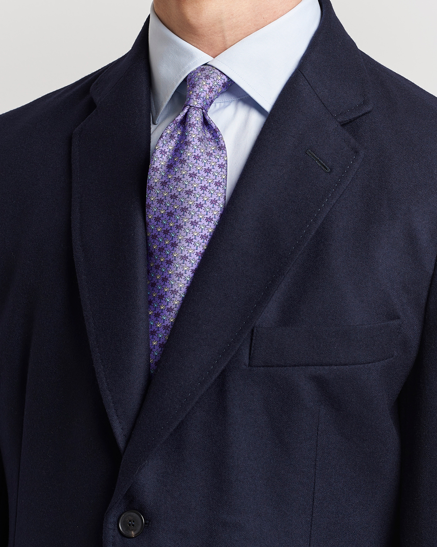 Herr | Zegna Palm Tree Printed Silk Tie Purple | Zegna | Palm Tree Printed Silk Tie Purple