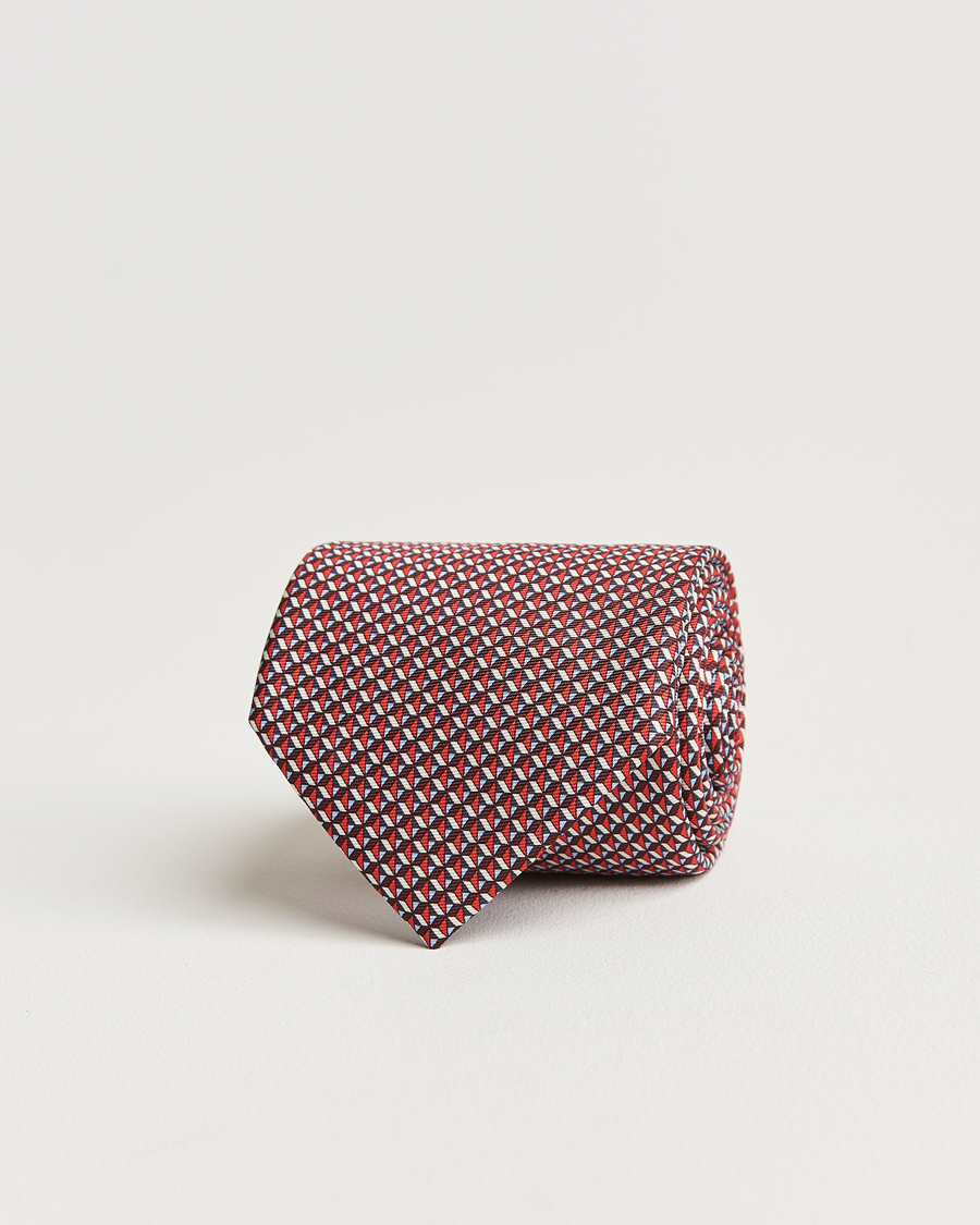 Herr | Zegna Geometrical Print Silk Tie Red | Zegna | Geometrical Print Silk Tie Red