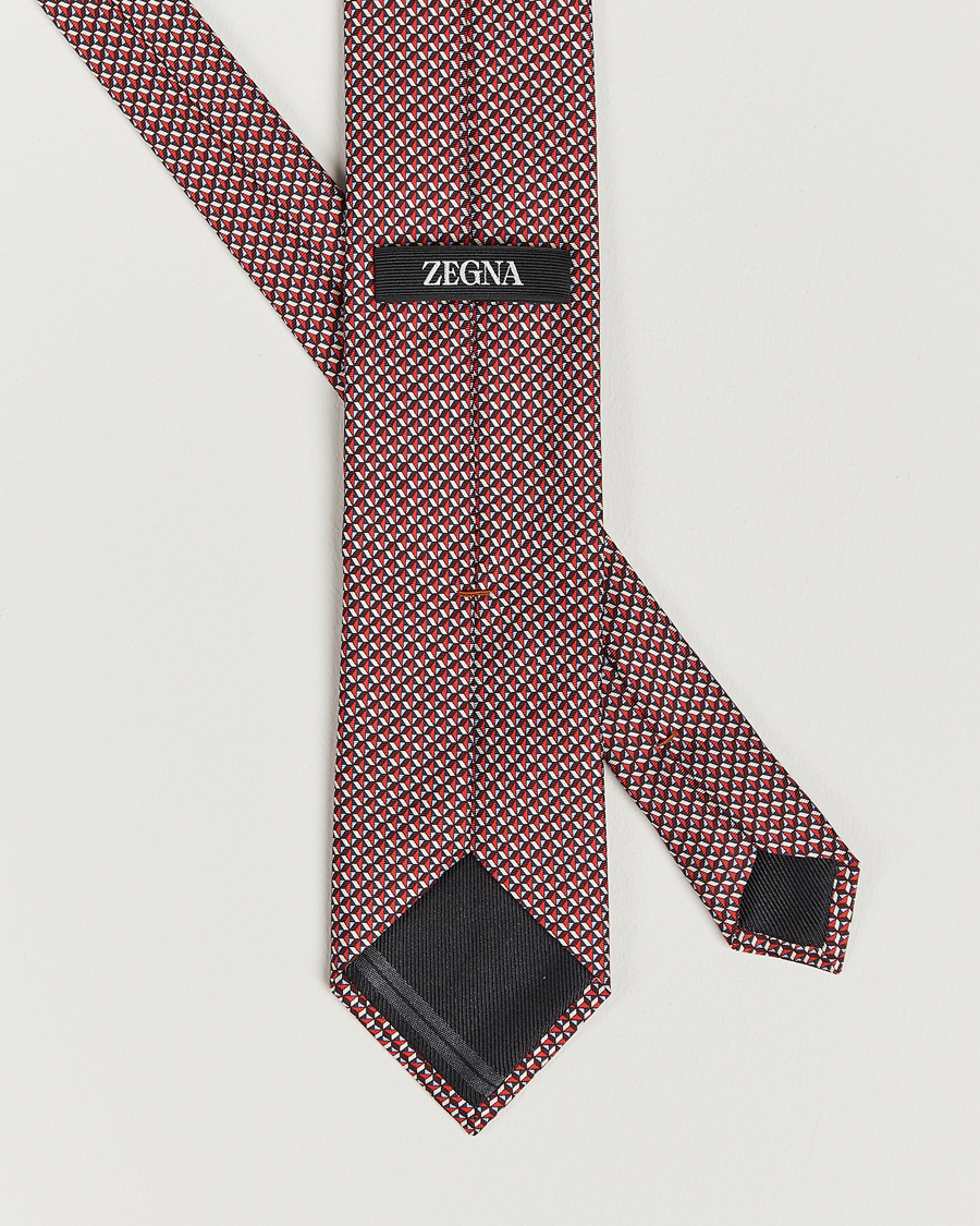 Herr | Zegna Geometrical Print Silk Tie Red | Zegna | Geometrical Print Silk Tie Red