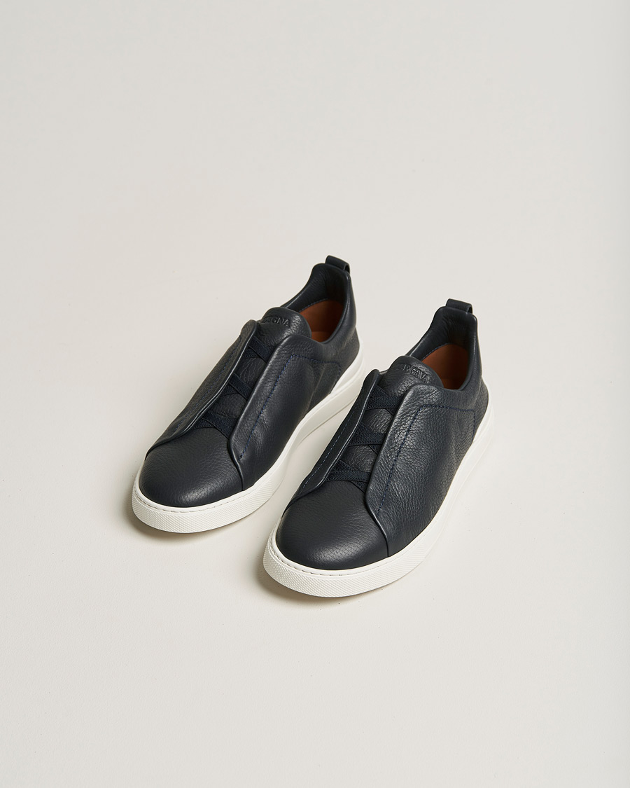 Herr | Italian Department | Zegna | Triple Stitch Sneakers Navy Deerskin