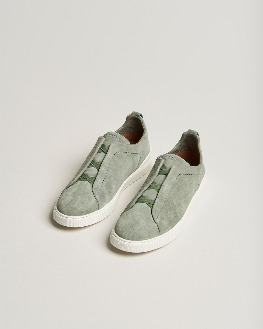 Herr | Zegna | Zegna | Triple Stitch Sneakers Olive Suede