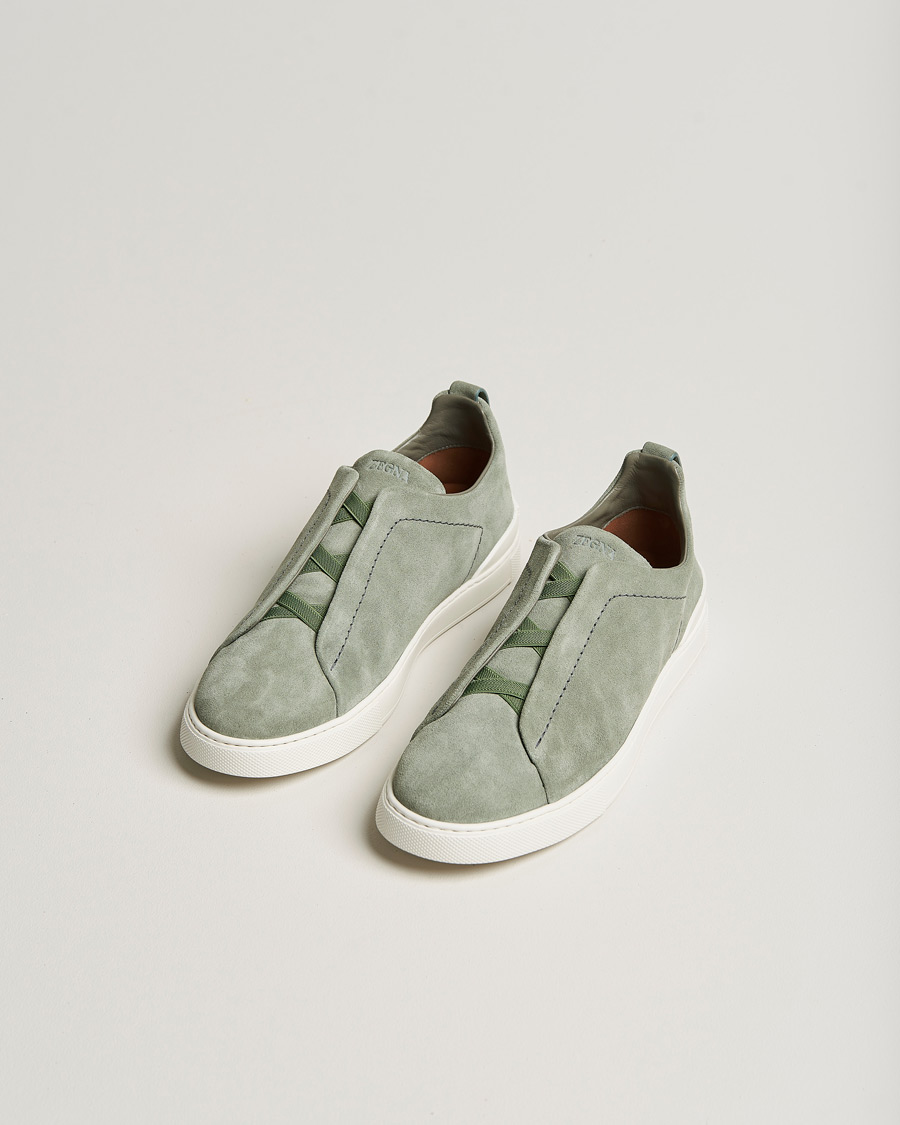 Herr | Zegna Triple Stitch Sneakers Olive Suede | Zegna | Triple Stitch Sneakers Olive Suede