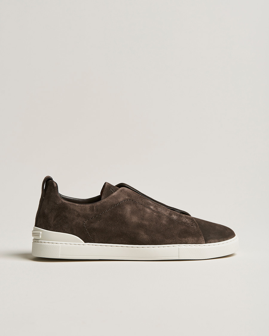 Herr | Zegna Triple Stitch Sneakers Dark Brown Suede | Zegna | Triple Stitch Sneakers Dark Brown Suede