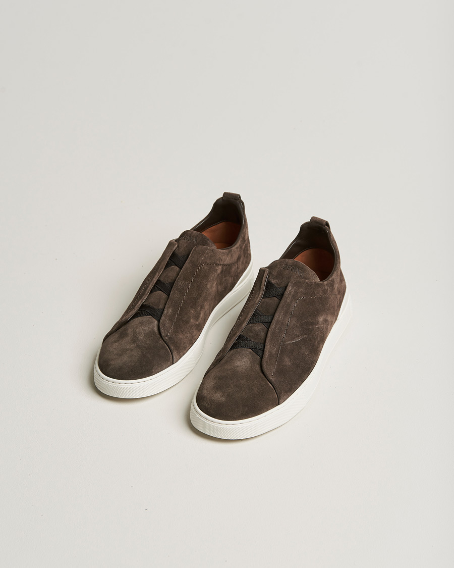 Herre | Sko | Zegna | Triple Stitch Sneakers Dark Brown Suede