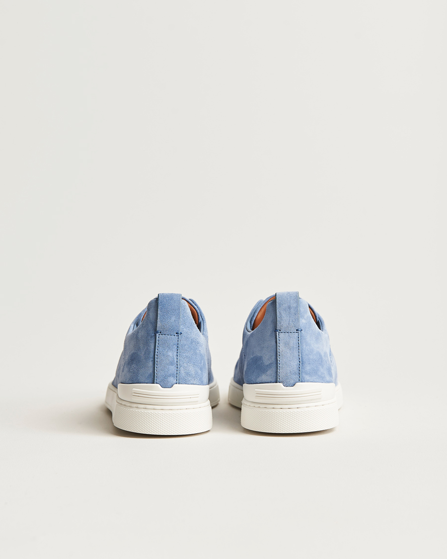 Herr | Zegna Triple Stitch Sneakers Light Blue Suede | Zegna | Triple Stitch Sneakers Light Blue Suede