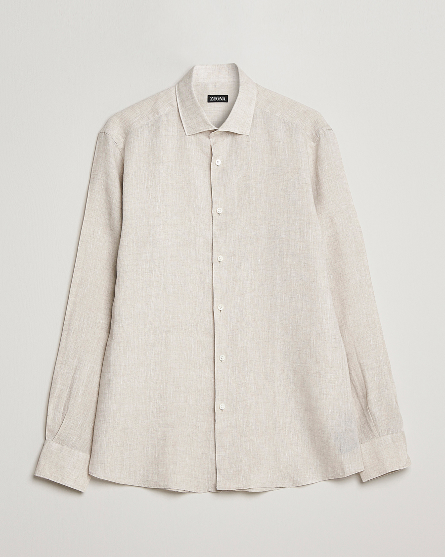 Herr | Skjortor | Zegna | Slim Fit Linen Shirt Light Beige