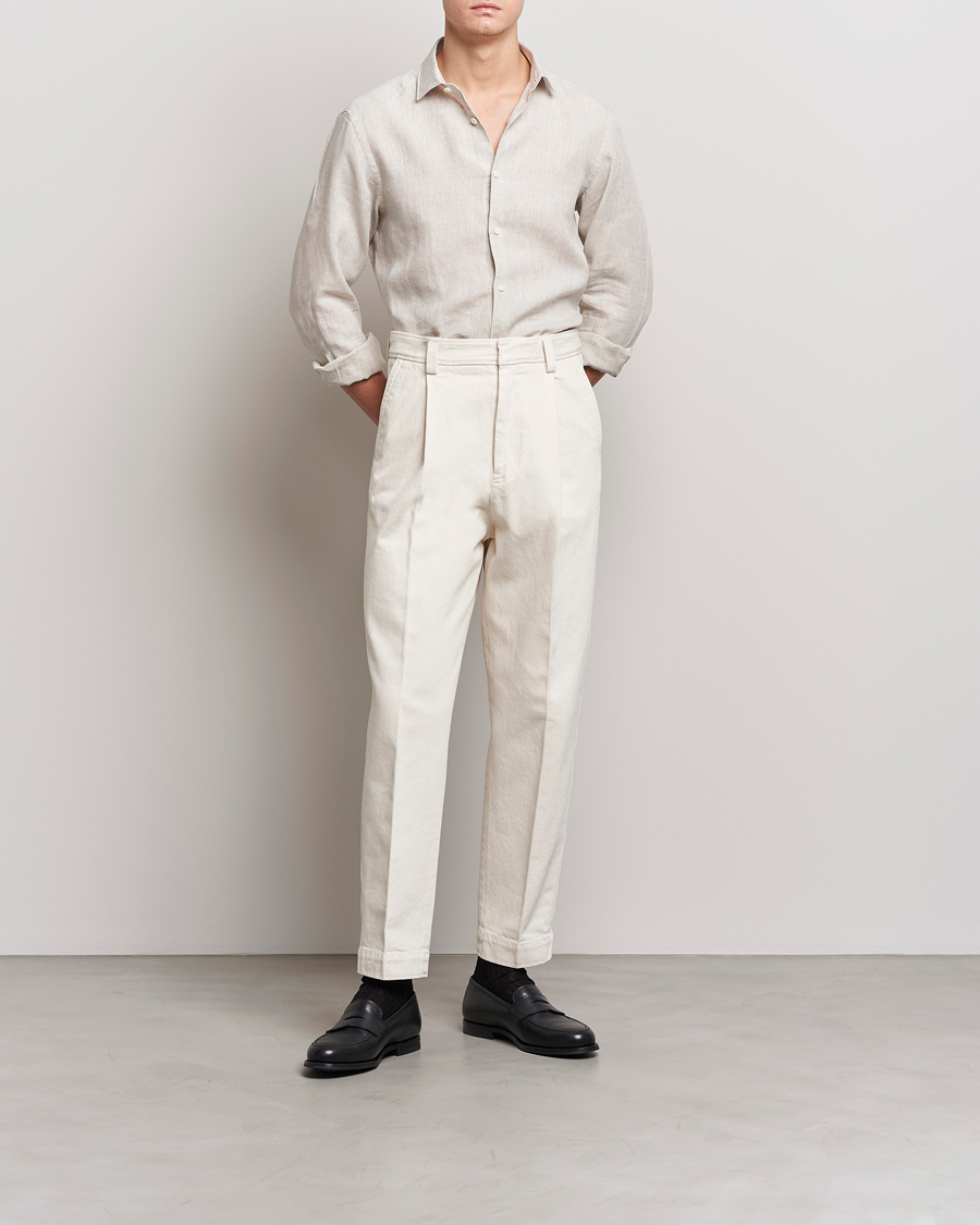 Herr | Skjortor | Zegna | Slim Fit Linen Shirt Light Beige