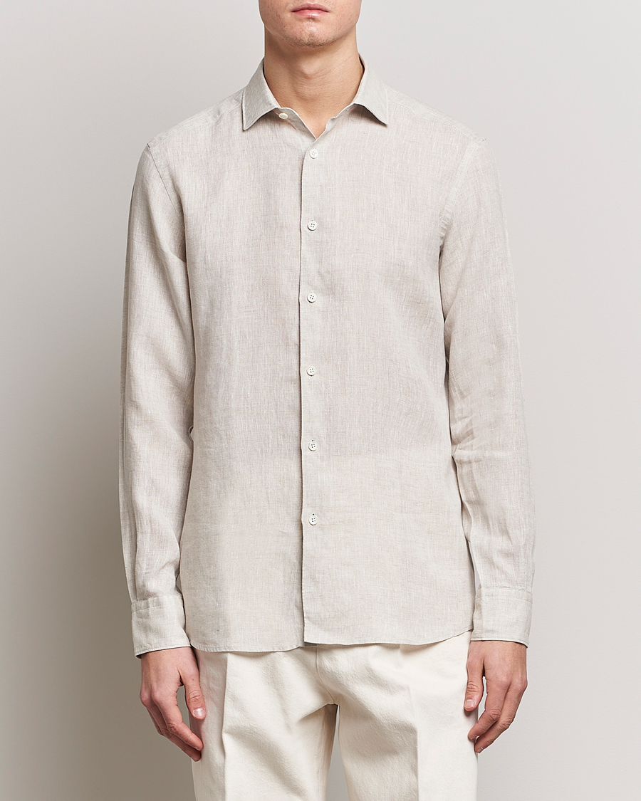 Herr | Skjortor | Zegna | Slim Fit Linen Shirt Light Beige