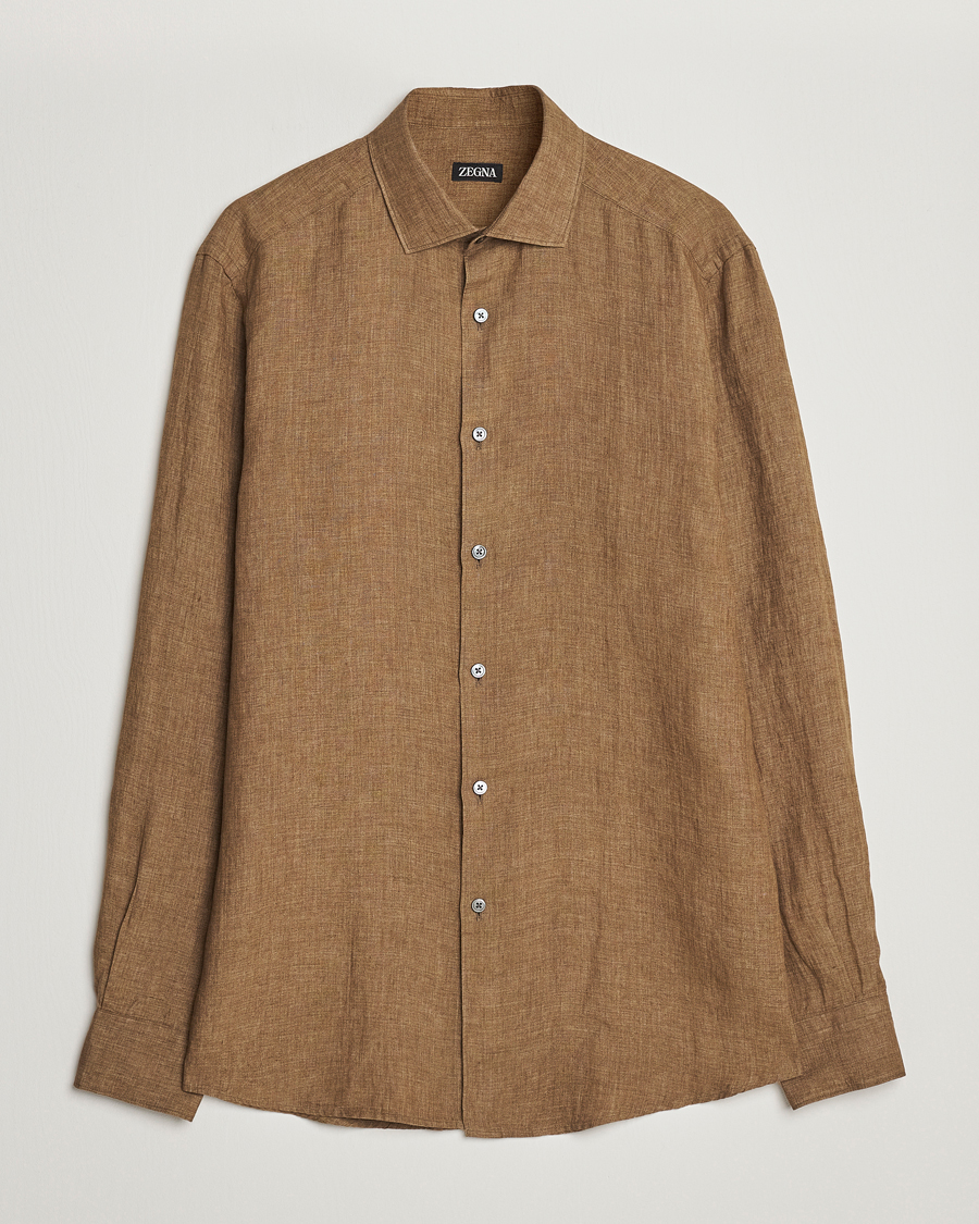 Herr | Skjortor | Zegna | Slim Fit Linen Shirt Olive