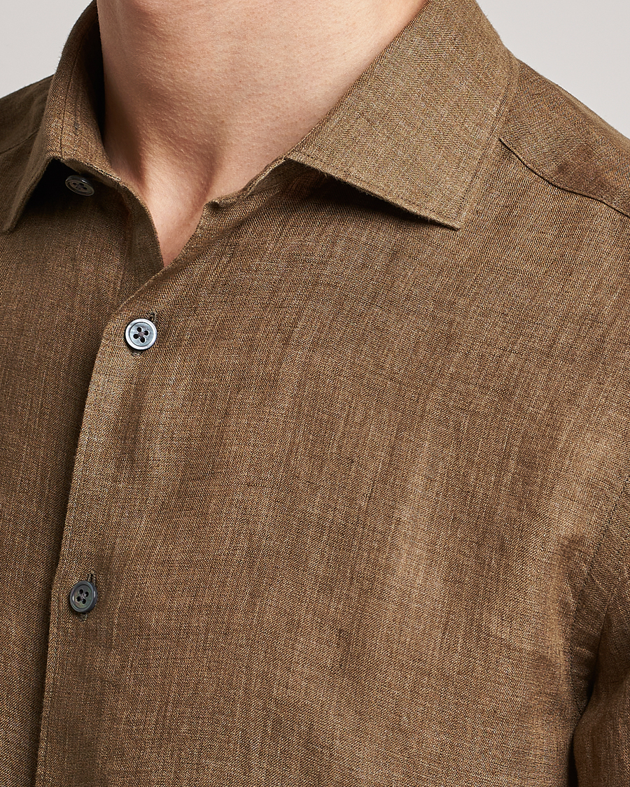 Herr | Skjortor | Zegna | Slim Fit Linen Shirt Olive