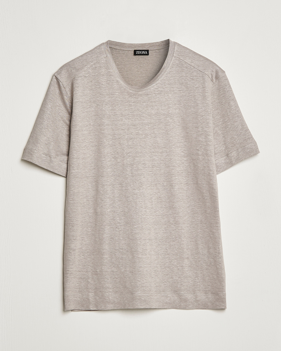 Herr | T-Shirts | Zegna | Pure Linen T-Shirt Taupe