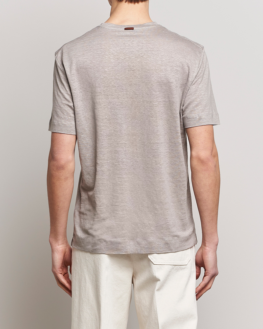 Herr | T-Shirts | Zegna | Pure Linen T-Shirt Taupe