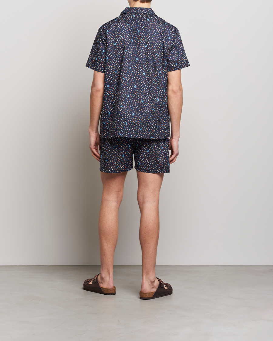 Herr | Pyjamas & Morgonrockar | Derek Rose | Shortie Printed Cotton Pyjama Set Navy Multi