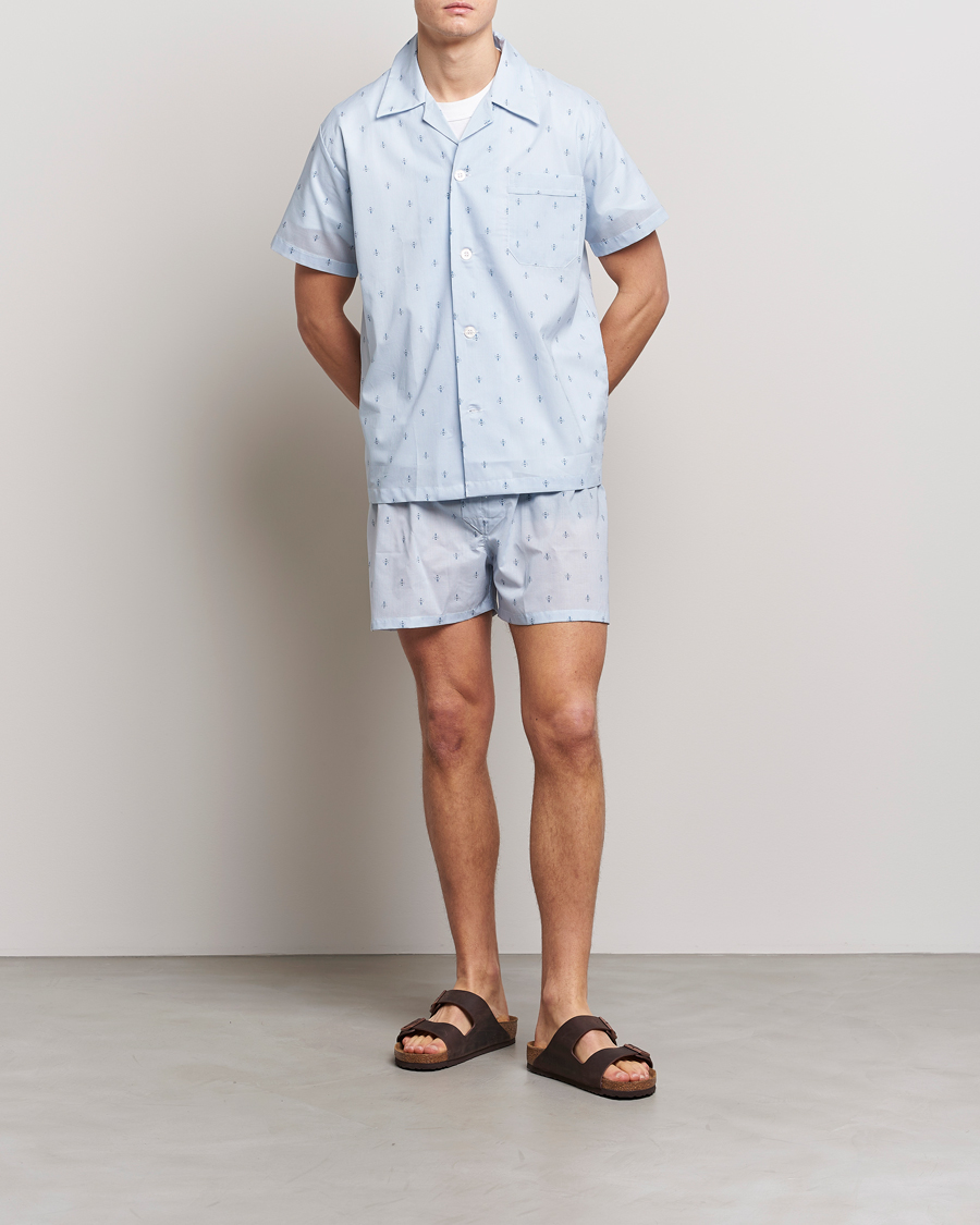 Herr | Pyjamas & Morgonrockar | Derek Rose | Shortie Printed Cotton Pyjama Set Blue