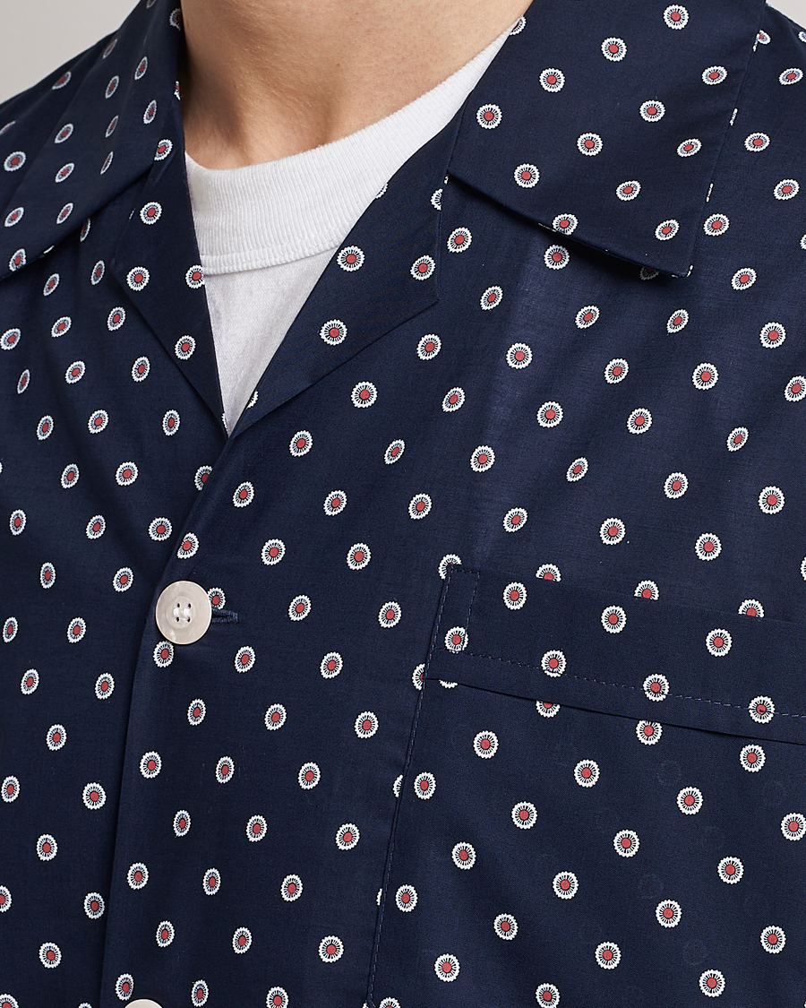 Herr | Pyjamas & Morgonrockar | Derek Rose | Shortie Printed Cotton Pyjama Set Navy