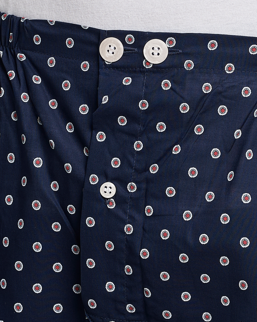Herr | Pyjamas & Morgonrockar | Derek Rose | Shortie Printed Cotton Pyjama Set Navy