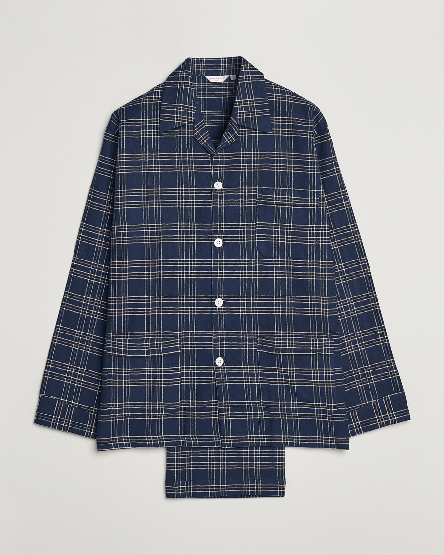 Herr | Pyjamas & Morgonrockar | Derek Rose | Checked Cotton Pyjama Set Navy