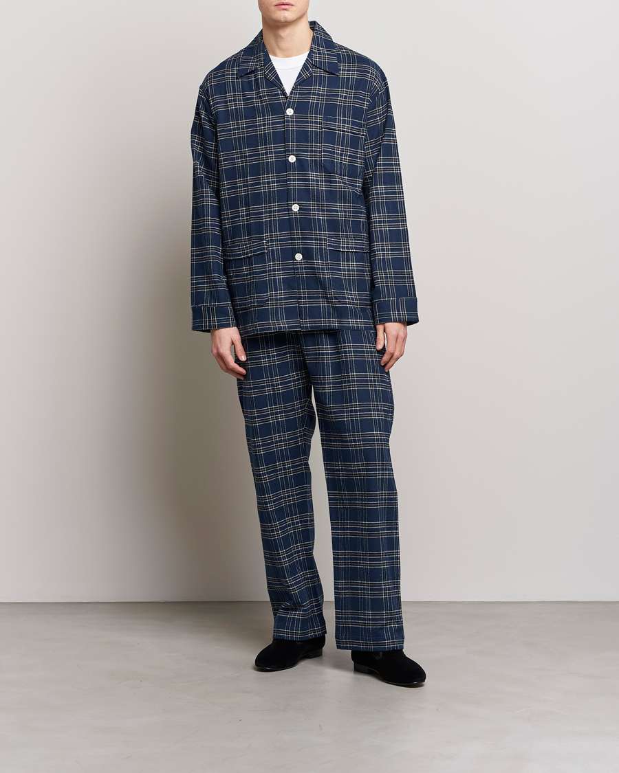 Herr | Pyjamas & Morgonrockar | Derek Rose | Checked Cotton Pyjama Set Navy