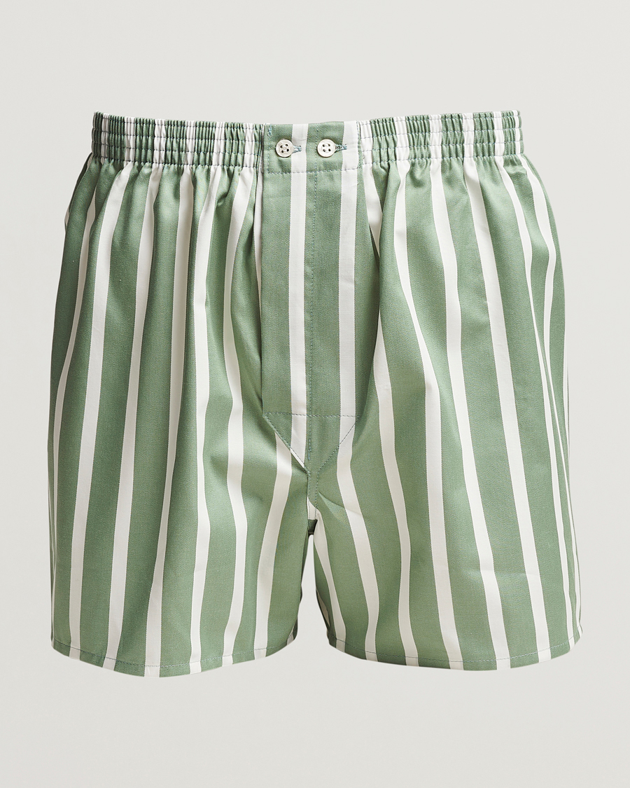 Herr | Underkläder | Derek Rose | Classic Fit Striped Cotton Boxer Shorts Green/White