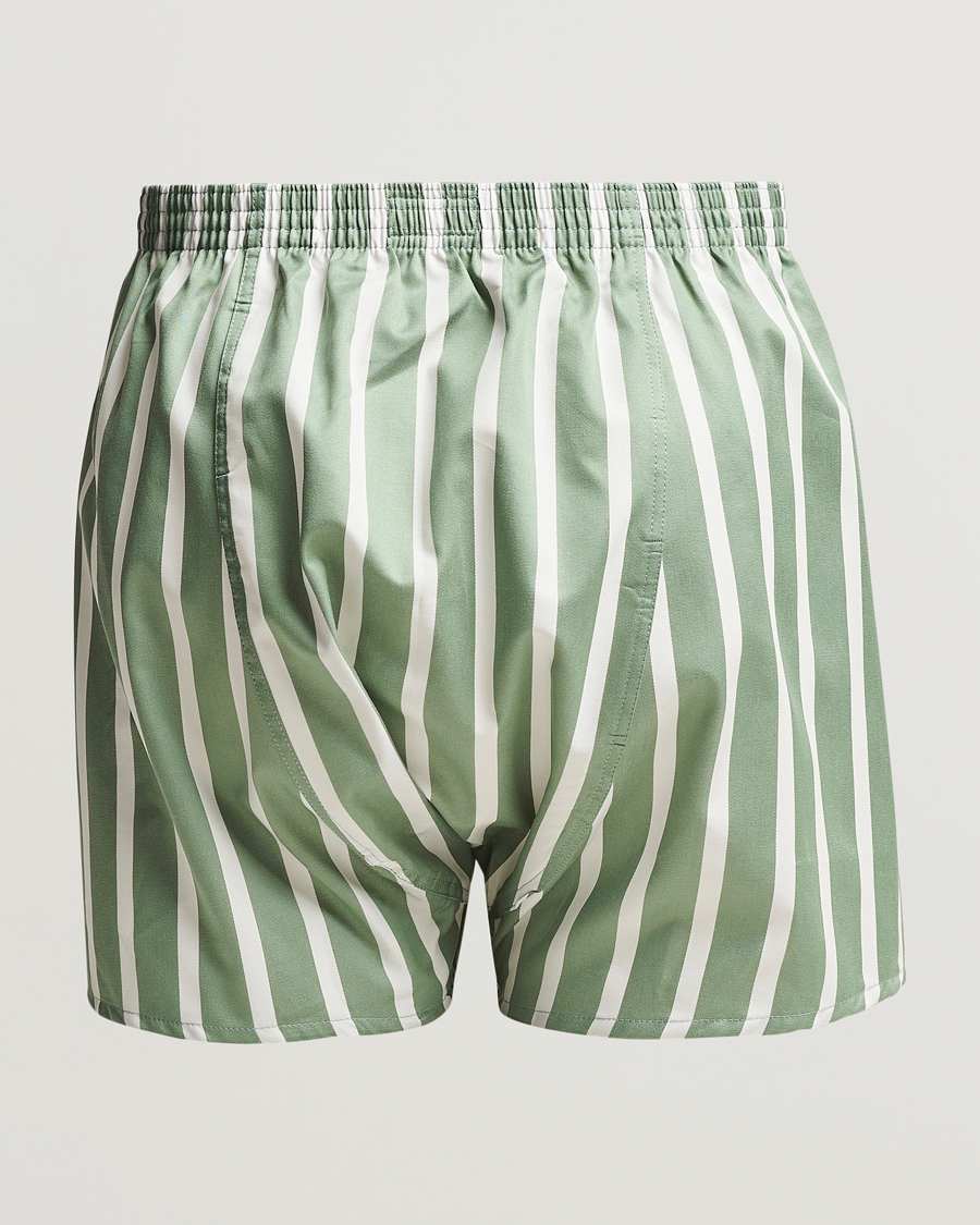 Herr | Underkläder | Derek Rose | Classic Fit Striped Cotton Boxer Shorts Green/White