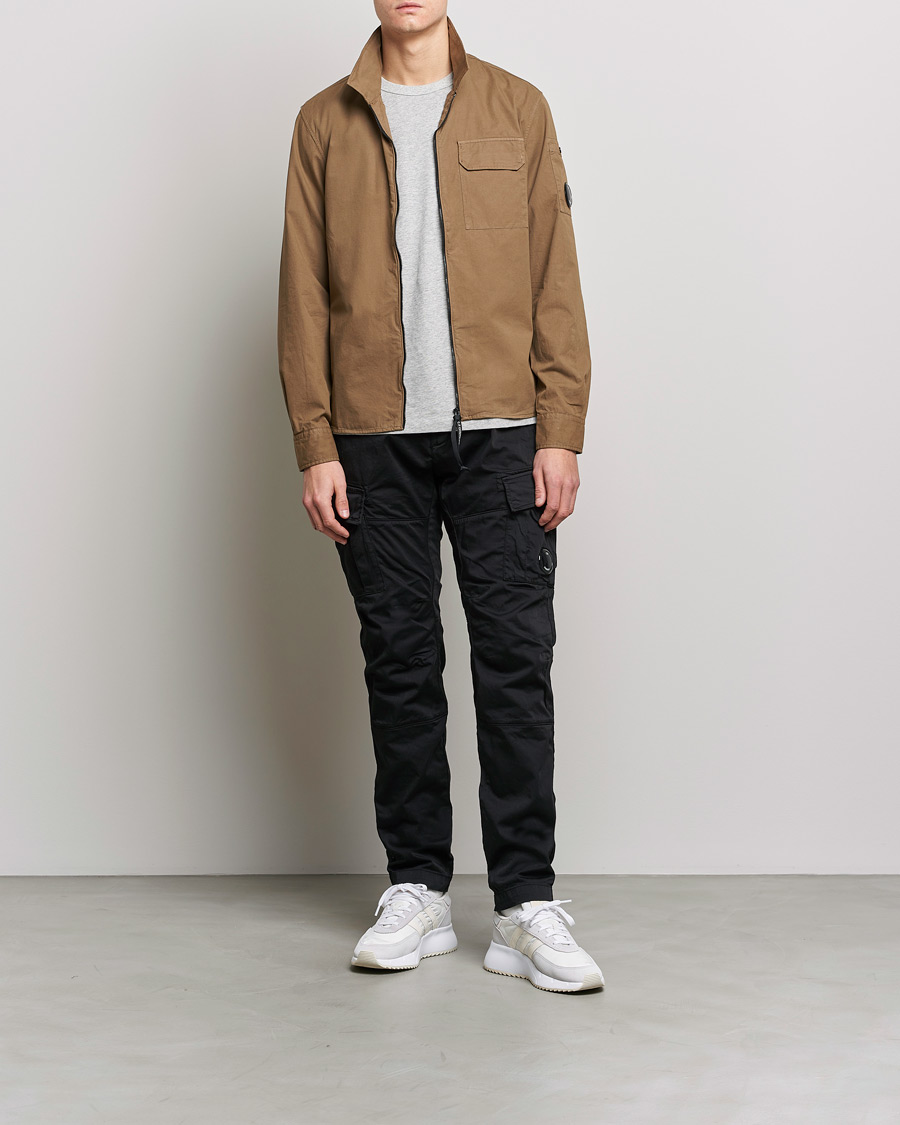 Herr | Skjortor | C.P. Company | Garment Dyed Gabardine Zip Shirt Jacket Khaki brown